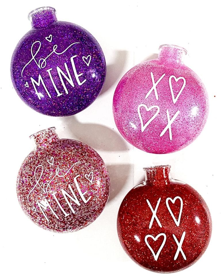DIY Glitter Valentine Ornaments