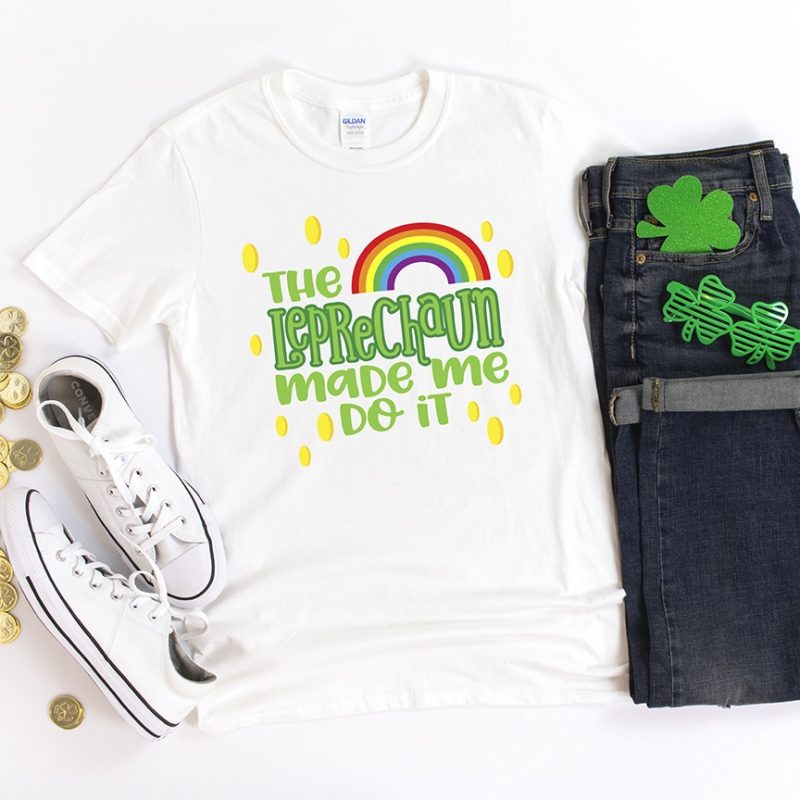 The Leprechaun Made Me Do It SVG Cut File for St. Patrick's Day DIY Shirt by Pineapple Paper Co.