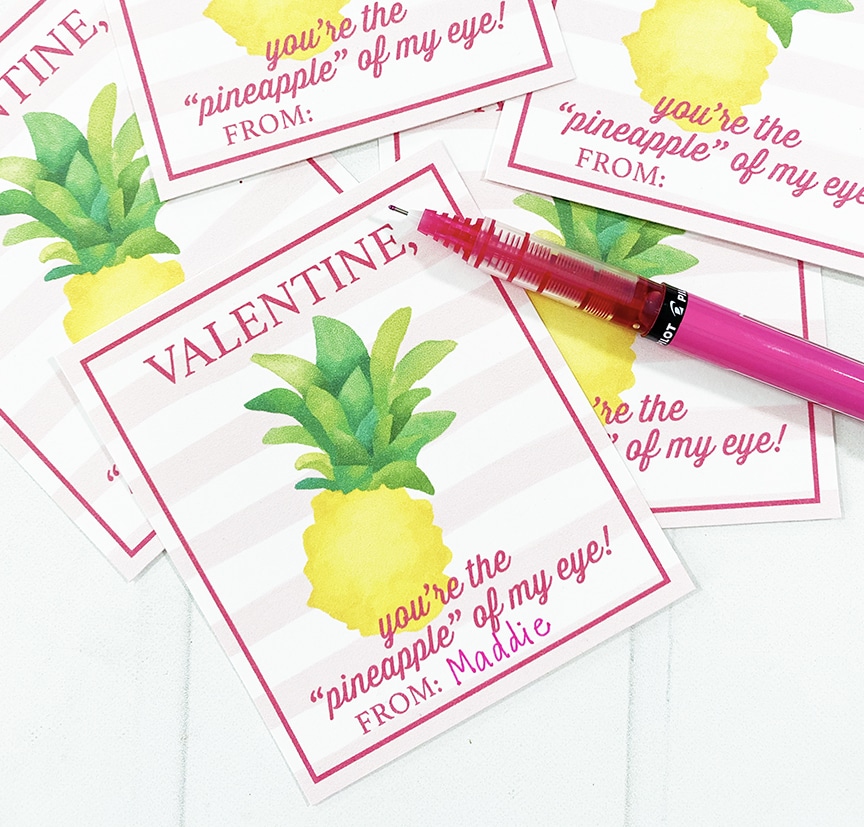 Free Printable Fruit Valentines for Fruit Snacks, Fruit Cups, and Juice by Pineapple Paper Co.