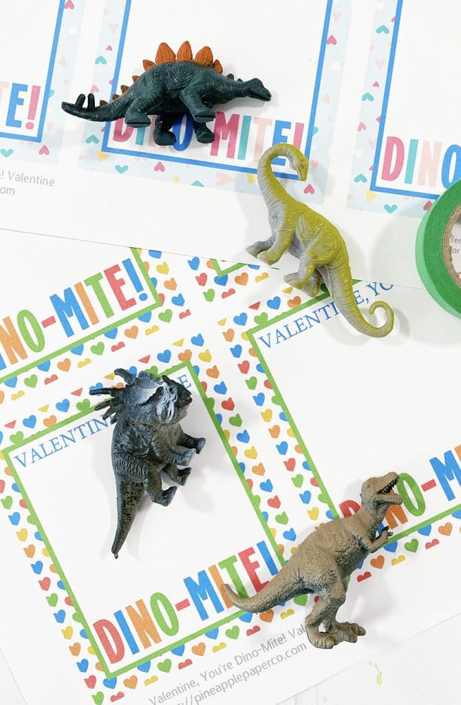 Free Printable Dinosaur Valentines for Kids by Pineapple Paper Co.
