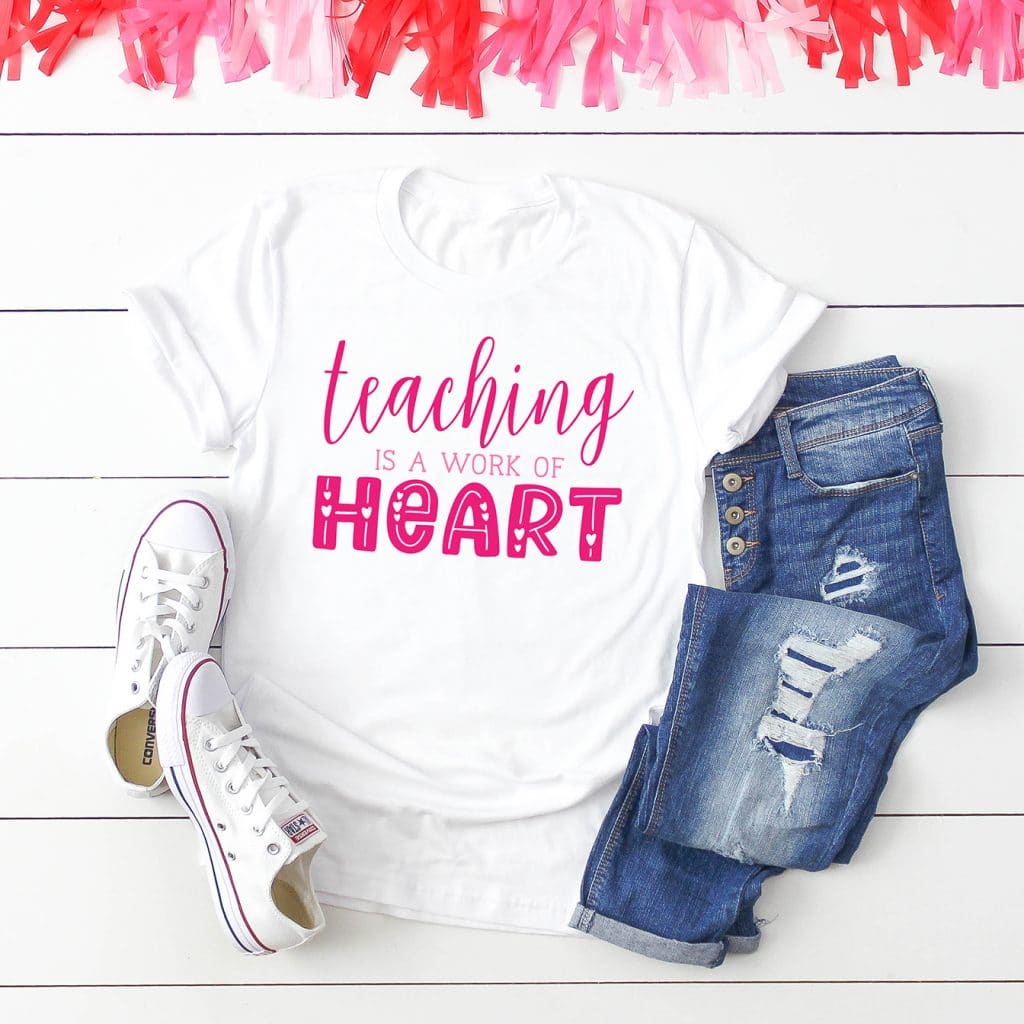 Teaching is a Work of Heart Teacher Valentine SVG Cut File by Pineapple Paper Co.
