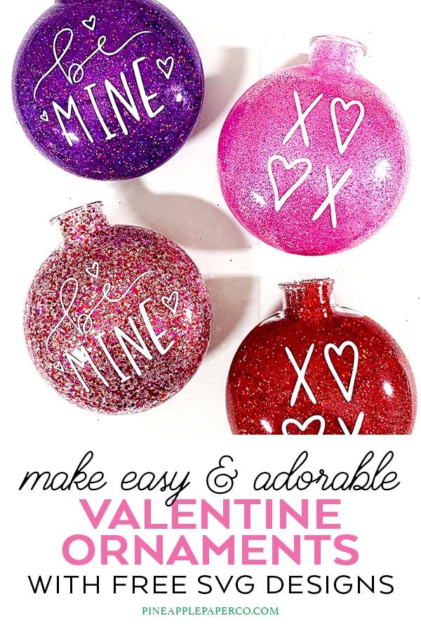 DIY Glitter Valentine Ornaments by Pineapple Paper Co.