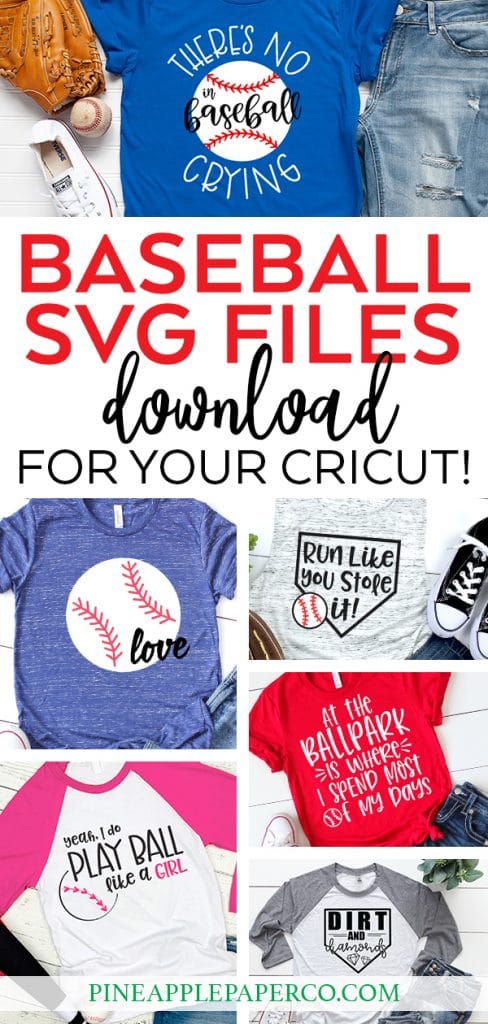 Free There's No Crying in Baseball SVG plus 14 more Baseball SVG Files FREE at Pineapple Paper Co.