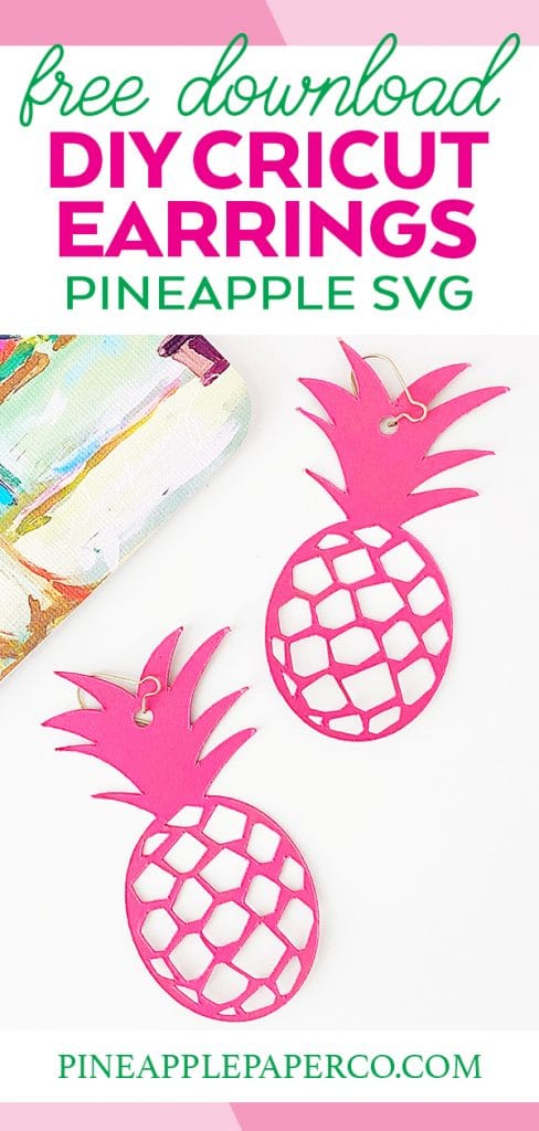 DIY Pineapple Earrings with Free Earring SVG Download by Pineapple Paper Co.