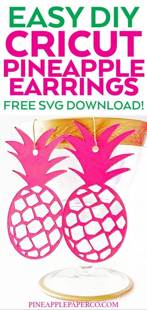 DIY Pineapple Earrings with Free Earring SVG Download by Pineapple Paper Co.
