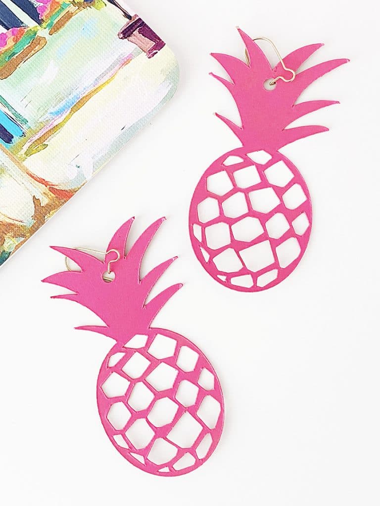 DIY Pineapple Earrings with Free Earring SVG Download by Pineapple Paper Co.