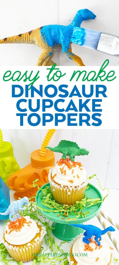 Easy DIY Dinosaur Cupcake Toppers for a Dinosaur Birthday Party by Pineapple Paper Co.