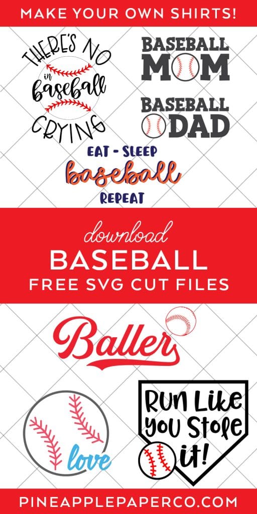 Free There's No Crying in Baseball SVG plus 14 more Baseball SVG Files FREE at Pineapple Paper Co.