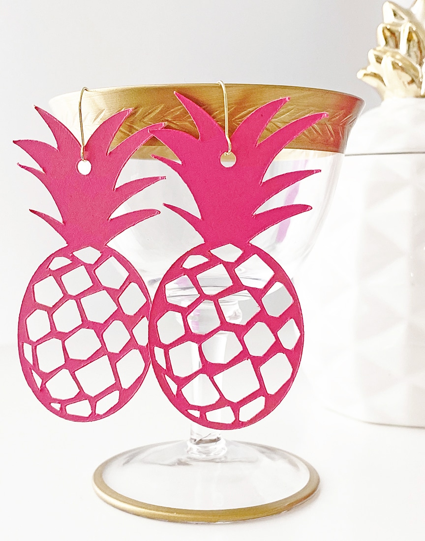 DIY Pineapple Earrings with Free Earring SVG Download by Pineapple Paper Co.