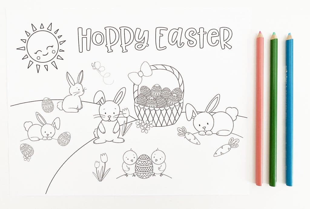 Hoppy Easter Bunny Coloring Page by Pineapple Paper Co.