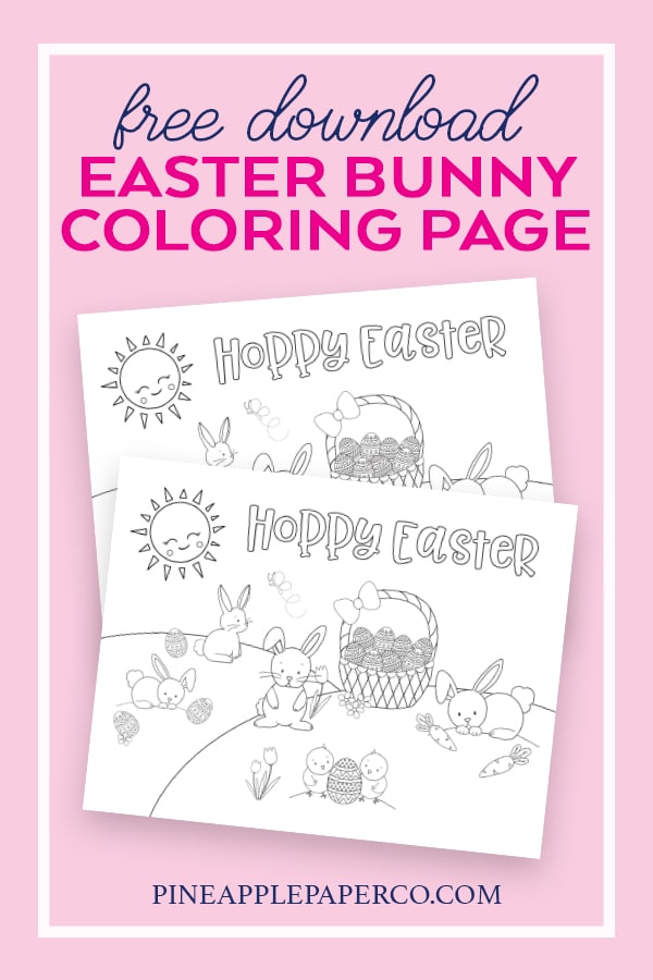 Free Printable Easter Bunny Coloring Page by Pineapple Paper Co.