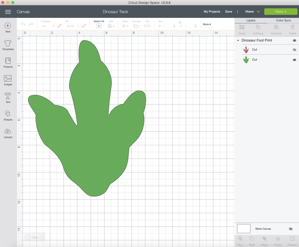 Dinosaur Track Design in Cricut Design Space