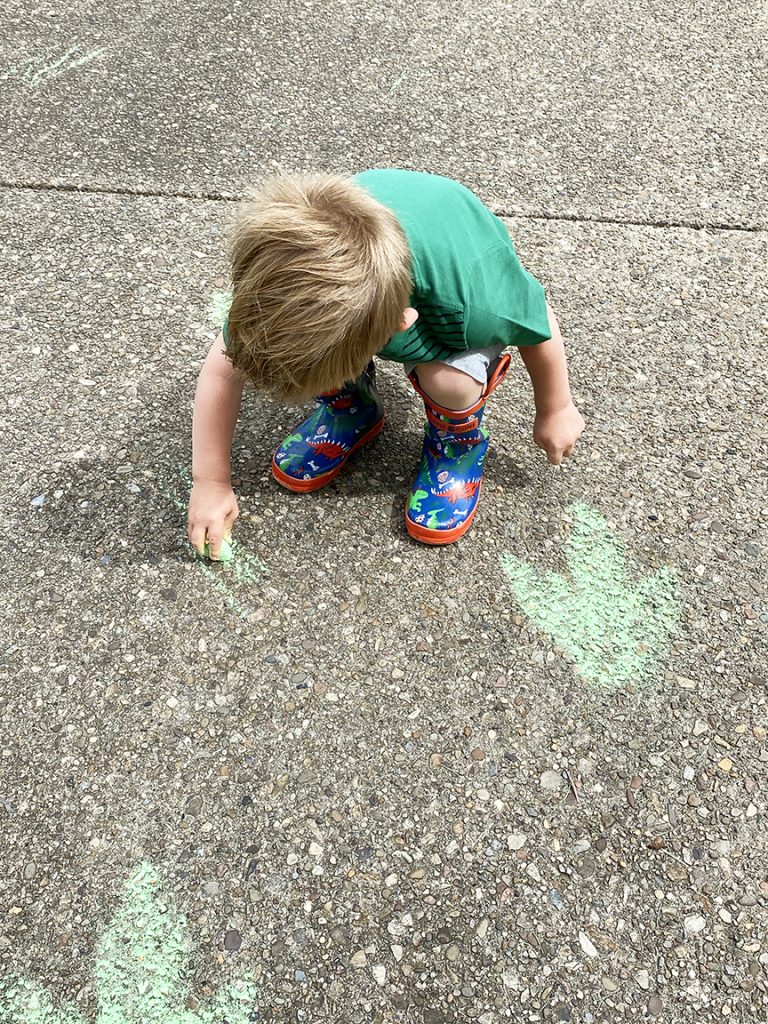 Cricut Dinosaur Tracks Stencil EASY Outdoor Kid Activity by Pineapple Paper Co.