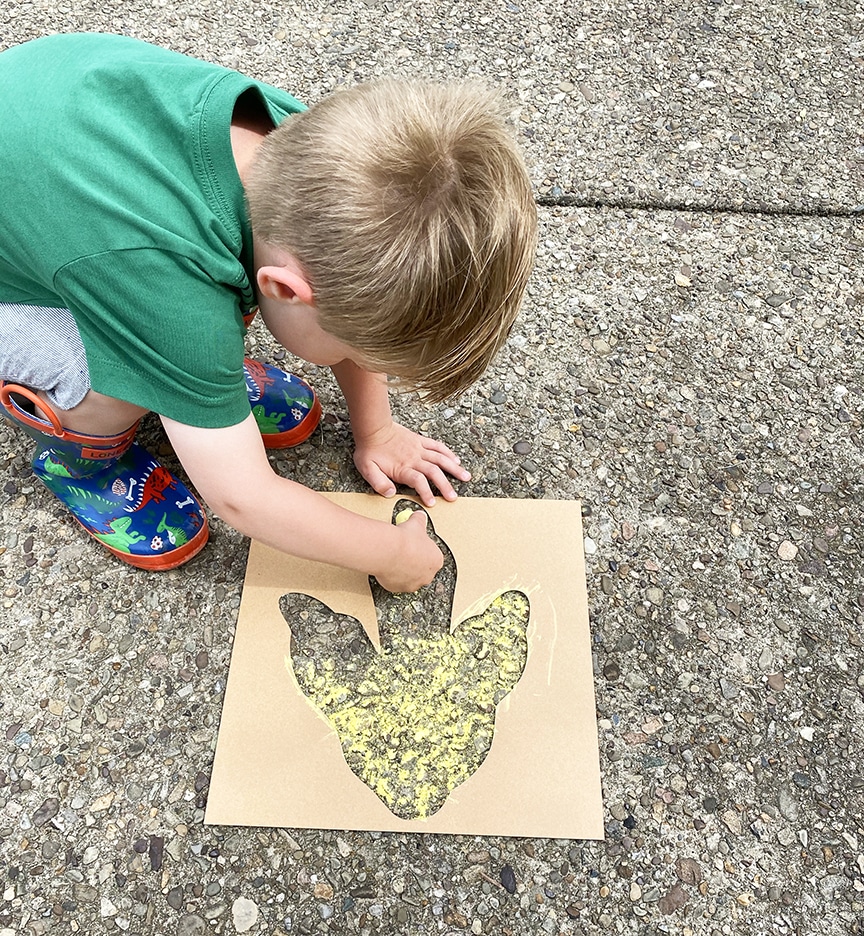 Cricut Dinosaur Tracks Stencil EASY Outdoor Kid Activity by Pineapple Paper Co.