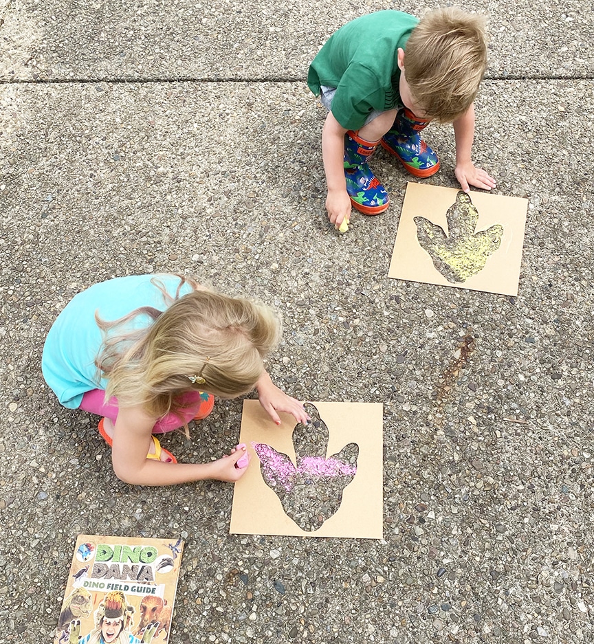 Cricut Dinosaur Tracks Stencil EASY Outdoor Kid Activity by Pineapple Paper Co.