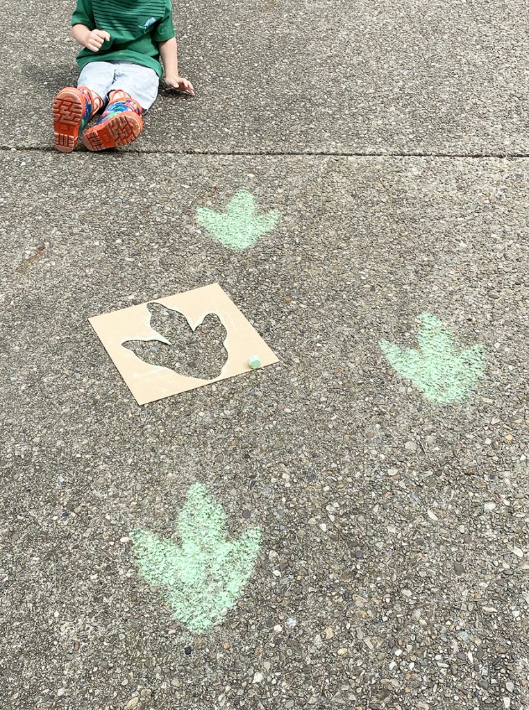 Cricut Dinosaur Tracks Stencil EASY Outdoor Kid Activity by Pineapple Paper Co.