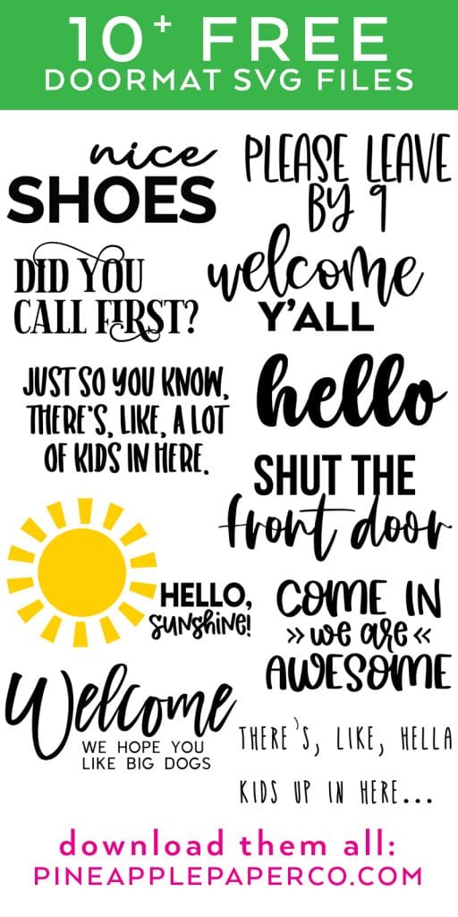 Welcome Y'all SVG plus 10 FREE DOORMAT SVG files at Pineapple Paper Co.