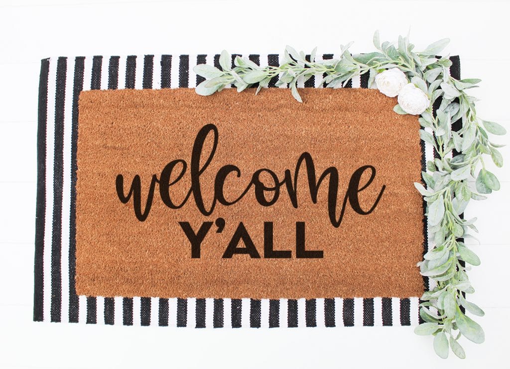 Welcome Y'all Doormat with Free SVG File for Cricut