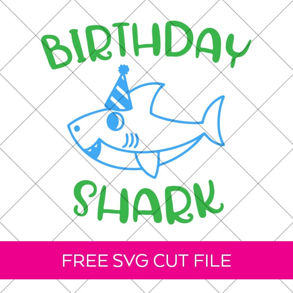 Free Birthday Shark SVG with Grid by Pineapple Paper Co.