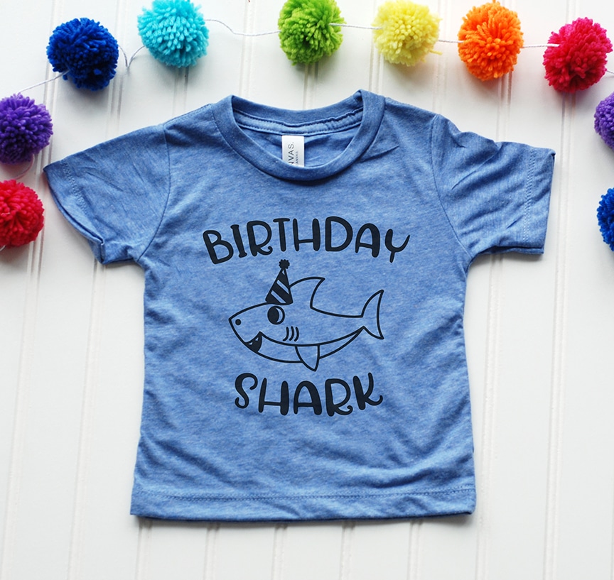 Birthday Shark Shirt in Blue with Free SVG by Pineapple Paper Co.