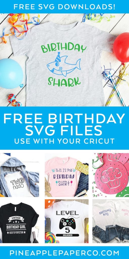Free Birthday SVG Files with Birthday Shark SVG by Pineapple Paper Co