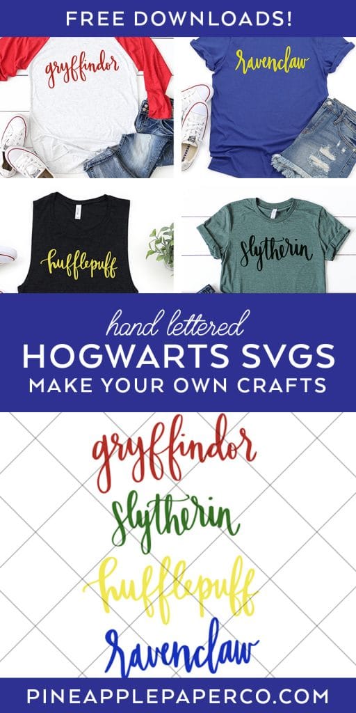 Handlettered Hogwarts Houses SVG Files by Pineapple Paper Co.