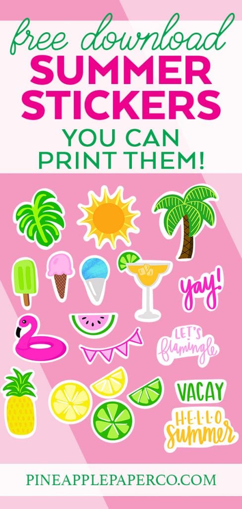 Printable Summer Stickers for Planners and Craft Projects by Pineapple Paper Co.