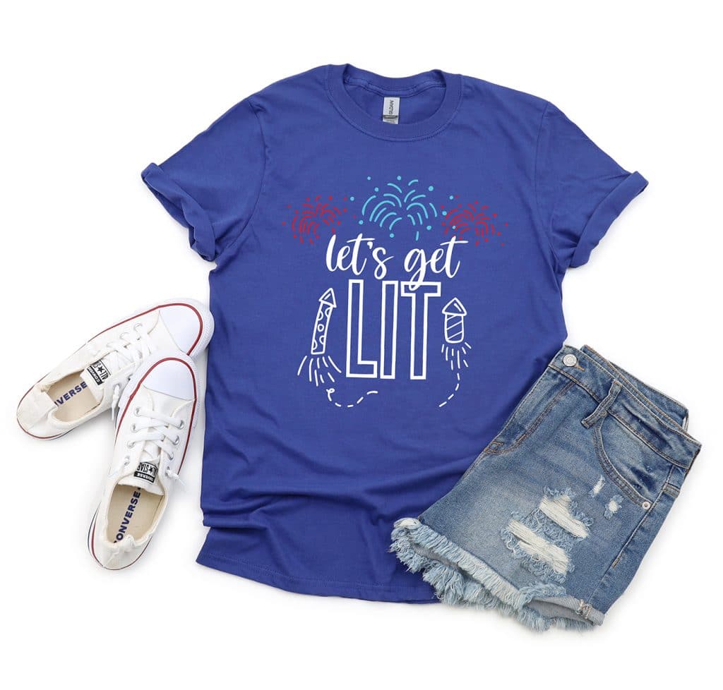 Free Let's Get Lit SVG on Blue Shirt