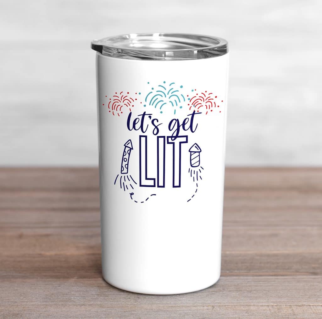Free Let's Get Lit SVG on White Tumbler