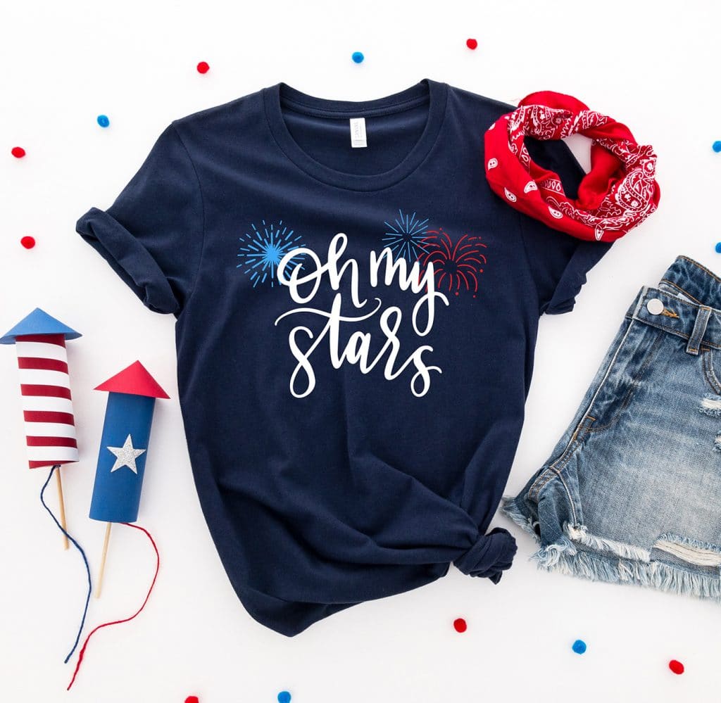 Oh My Stars DIY Shirt with Free Fireworks SVG by Pineapple Paper Co.