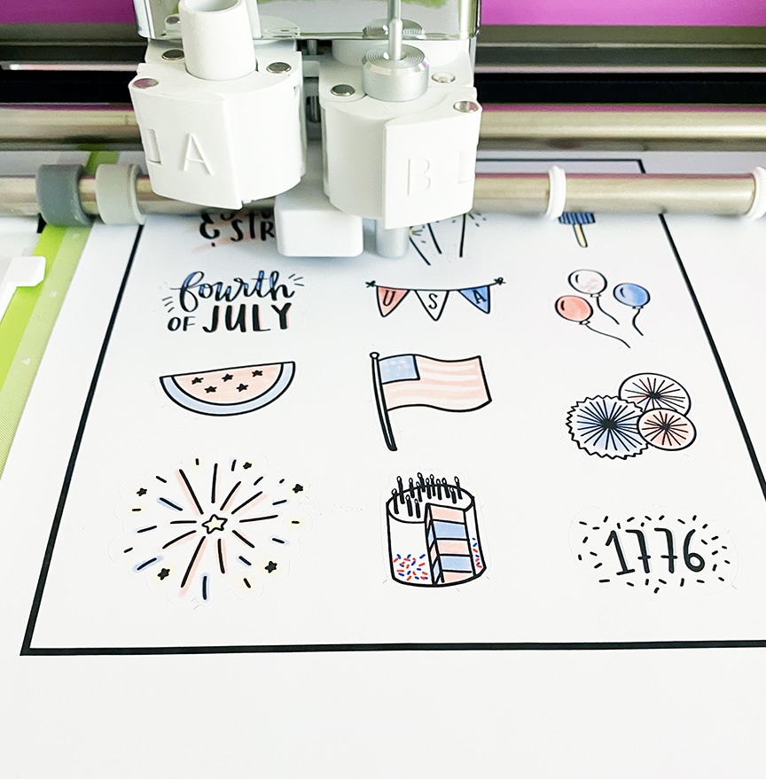 4th of July Patriotic Stickers on Cricut Explore Air 2 Print then Cut