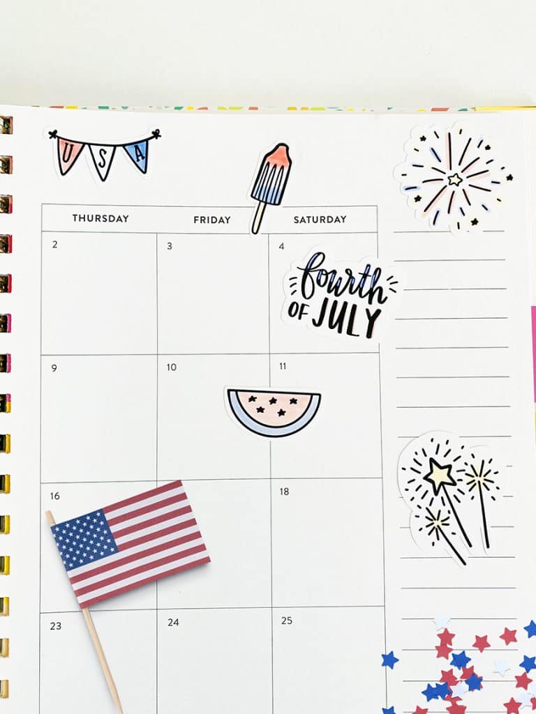 4th of July Printable Patriotic Stickers by Pineapple Paper Co.