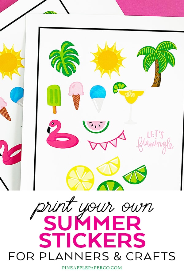 Printable Summer Stickers for Planners and Craft Projects by Pineapple Paper Co.