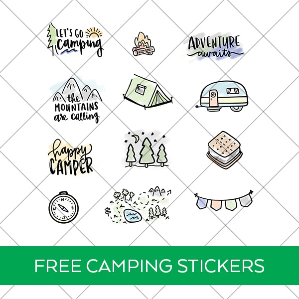 Free Camping Stickers with Grid at Pineapple Paper Co.