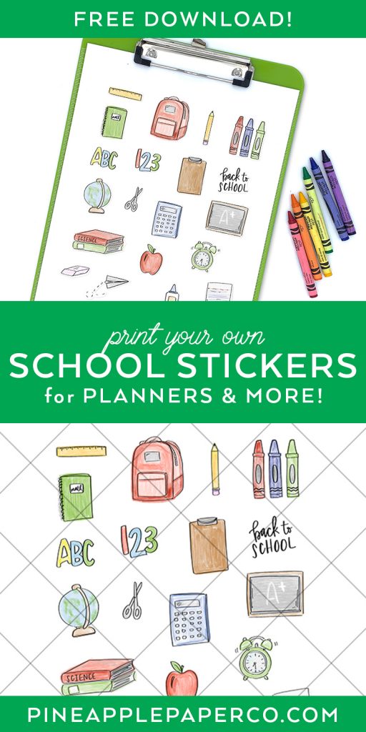 Free Printable Back to School Stickers from Pineapple Paper Co.