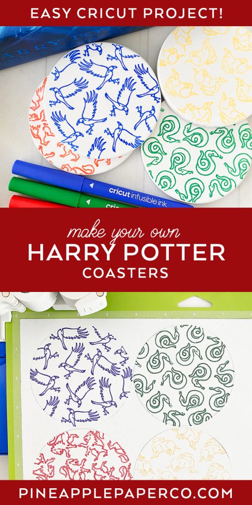 Cricut Infusible Ink DIY Harry Potter Coasters with Hogwarts House Icons