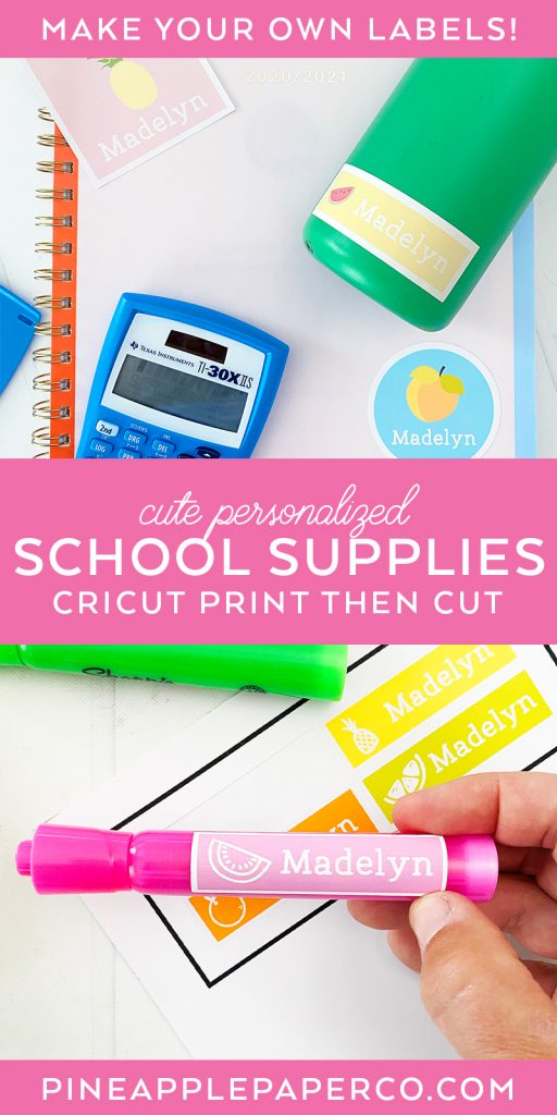Print then Cut Cricut Personalized Back to School Supplies