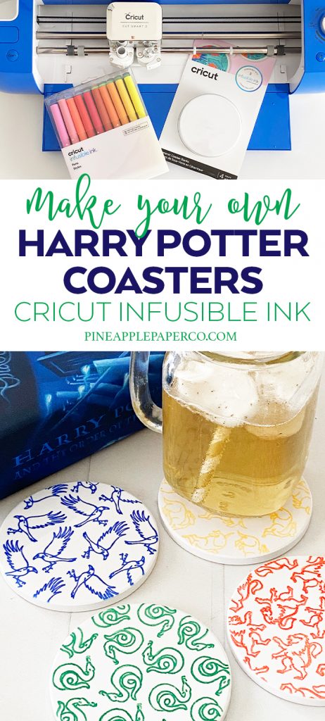 Cricut Infusible Ink DIY Harry Potter Coasters with Hogwarts House Icons