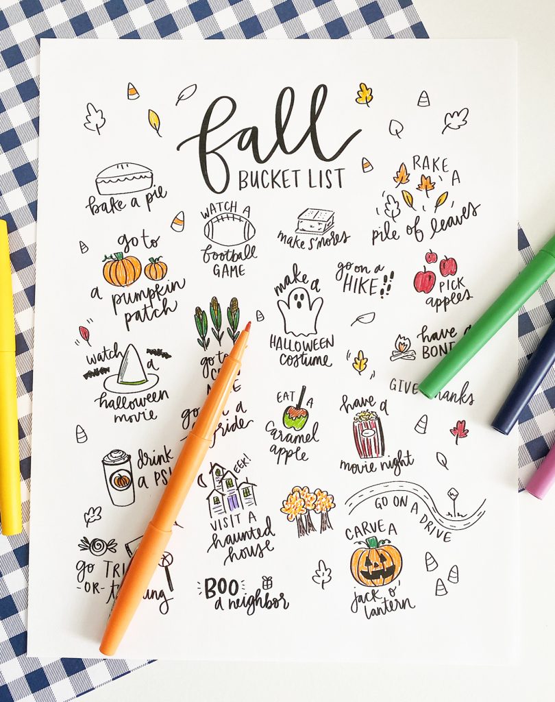 Free Printable Fall Bucket List Coloring Page