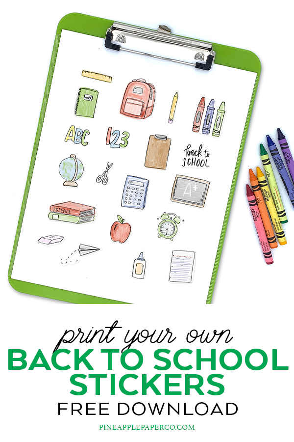 Free Printable Back to School Stickers from Pineapple Paper Co.