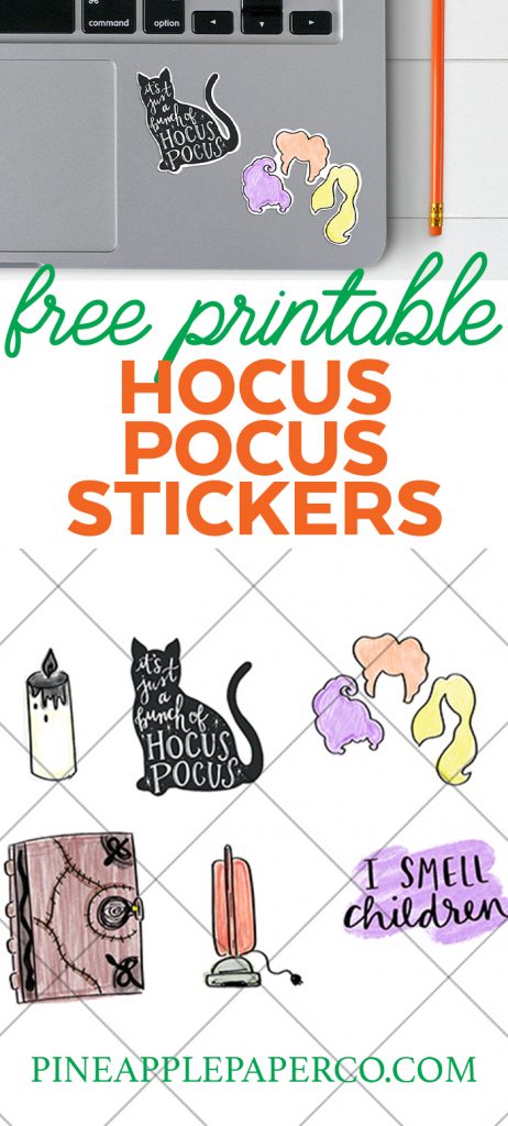 Free Printable Hocus Pocus Stickers at Pineapple Paper Co.