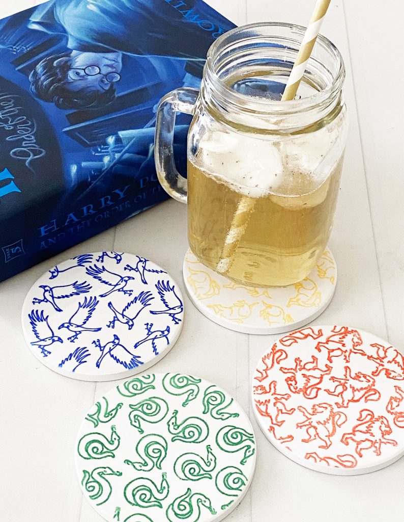 Cricut Infusible Ink DIY Harry Potter Coasters with Hogwarts House Icons