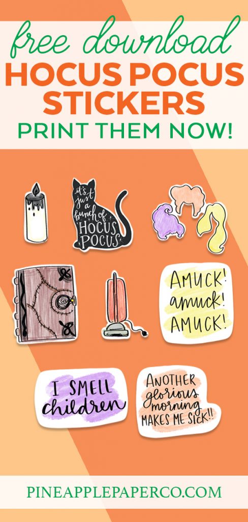 Free Printable Hocus Pocus Stickers at Pineapple Paper Co.
