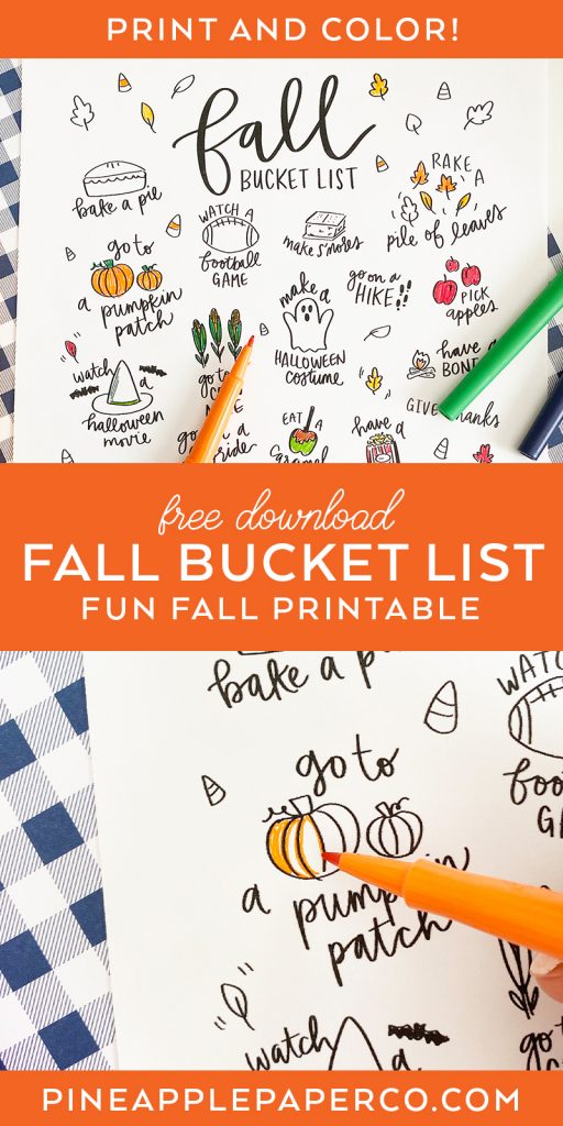 Free Printable Fall Bucket List Coloring Page
