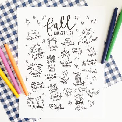 Free Printable Fall Bucket List Coloring Page