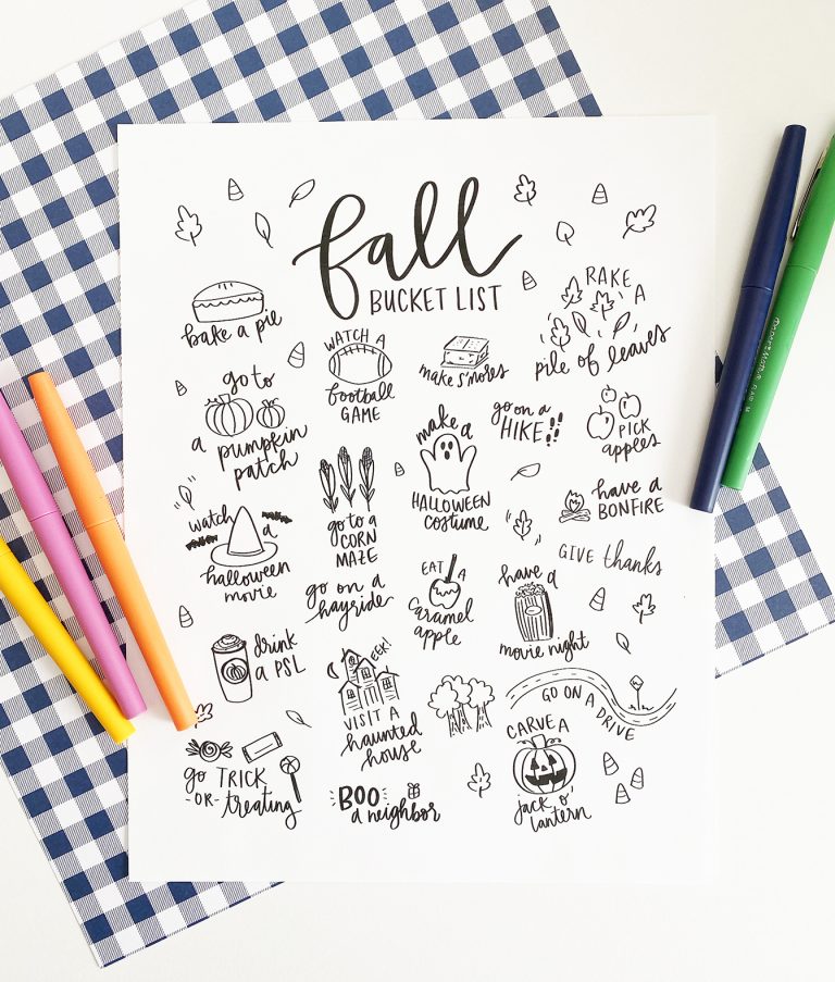 Free Printable Fall Bucket List Coloring Page