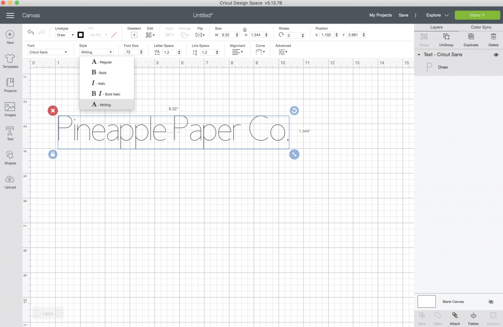 Draw Font in Cricut Design Space