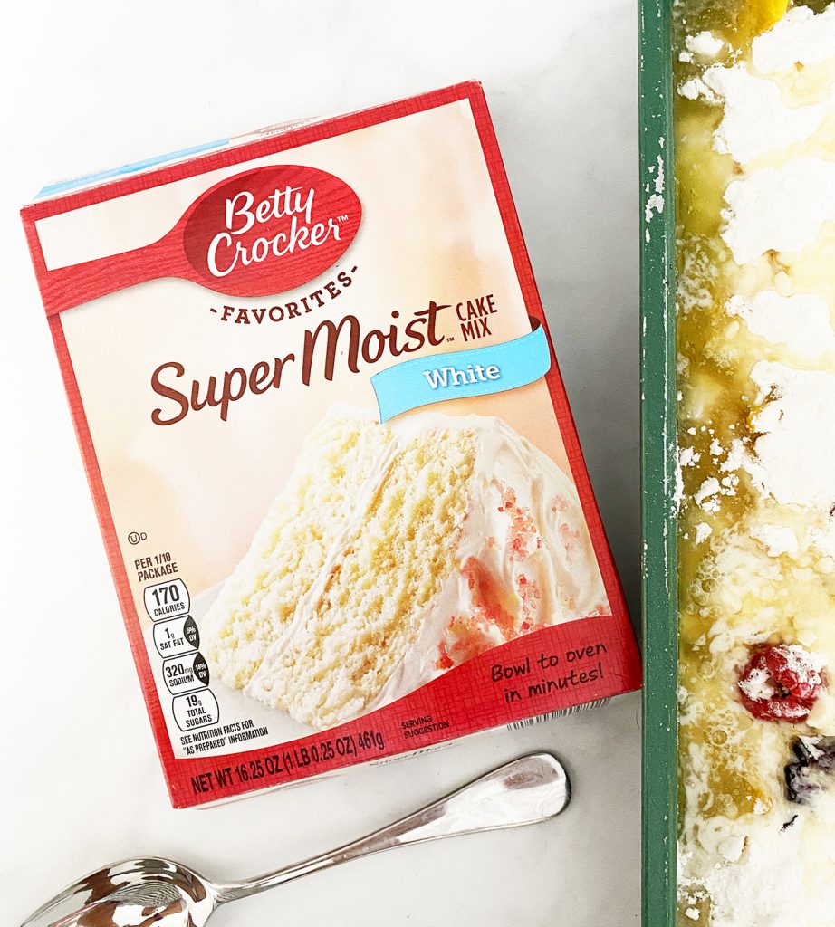 Easy Berry Peach Dump Cake Recipe by Pineapple Paper Co.