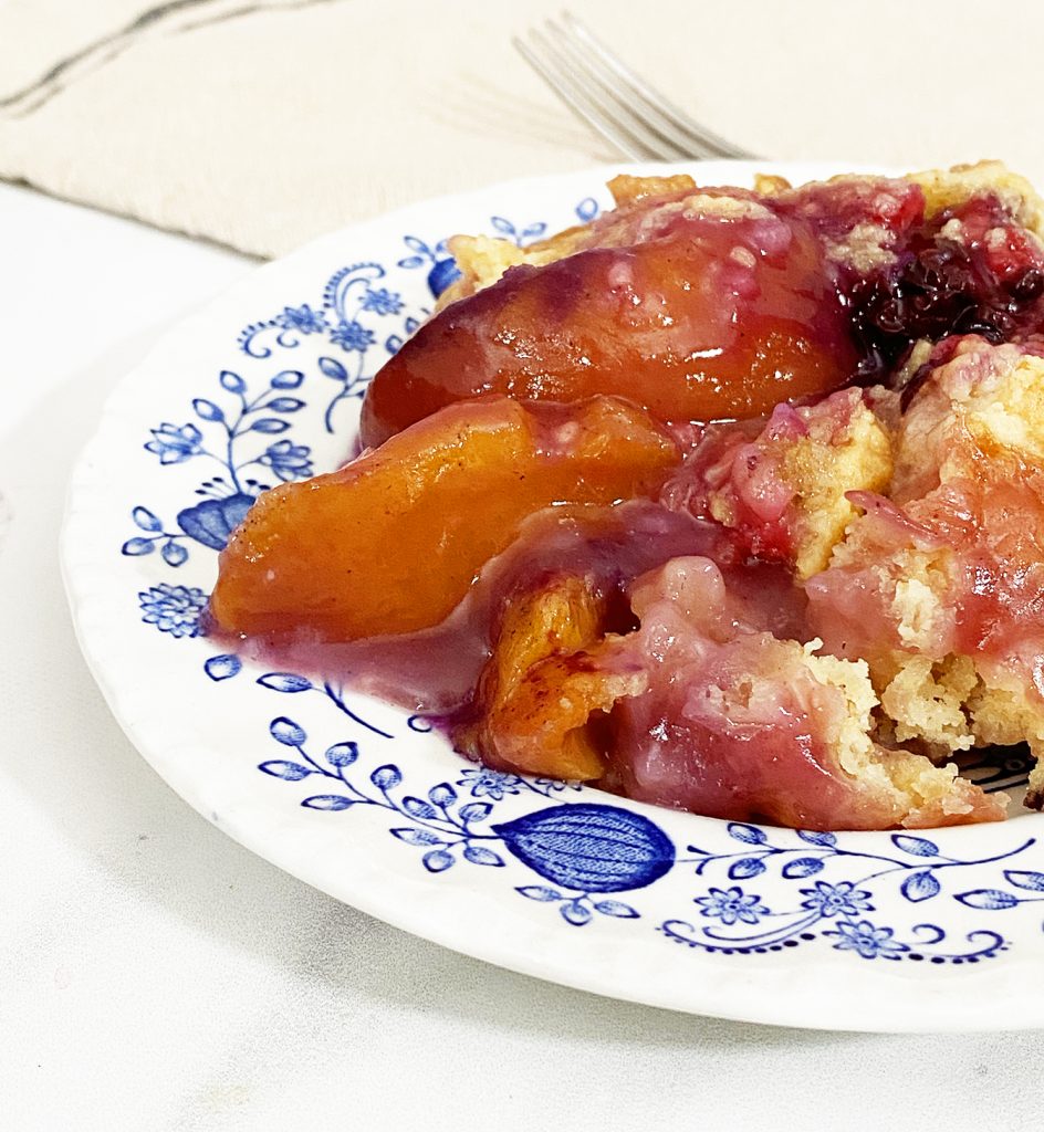 Easy Berry Peach Dump Cake Recipe by Pineapple Paper Co.