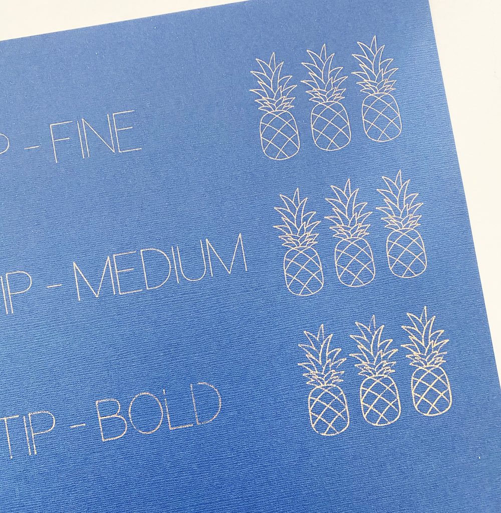 Fine, Medium, and Bold Cricut Foil Transfer System Tip Comparison